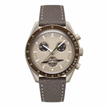 Chronograph Watch with Gray Leather Strap