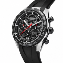 Sport Chronograph Watch with Black Dial and Rubber Strap