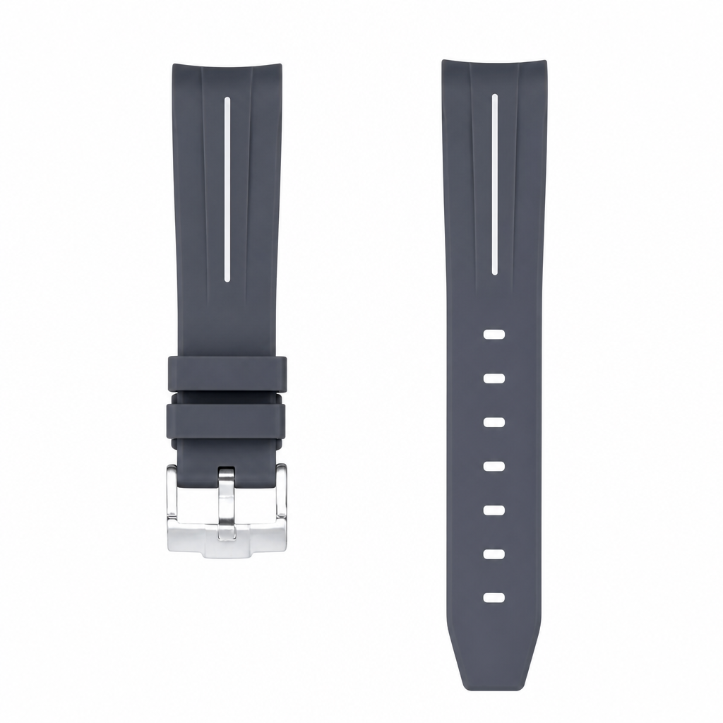 Dark gray rubber watch strap with buckle, 20mm width