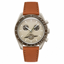 Chronograph Watch with Brown Leather Strap