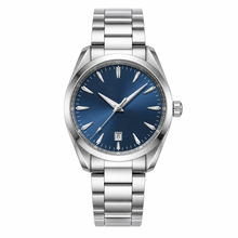 classic Watch with Blue Dial and Stainless Steel Bracelet