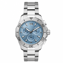 Chronograph Sport Watch with Light Blue Dial and Stainless Steel Bracelet
