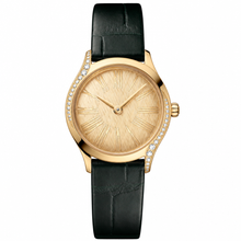 Women's Dress Watch Gold-Tone with Black Leather Strap