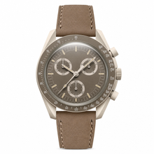 Taupe Chronograph Watch with Leather Strap