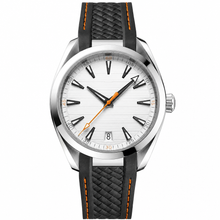 Sport Casual Watch 41mm with White Dial and Black Rubber Strap