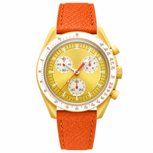 Chronograph Watch with Orange Leather Strap