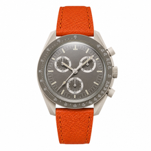 Casual Chronograph Watch with Orange Leather Strap