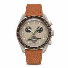 Casual Chronograph Watch Brown Leather Strap