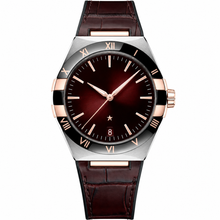 Men's Dress Watch with Dark Brown Dial and Leather Strap 41mm