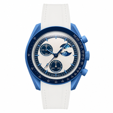 Casual Blue and White Rubber Strap Watch