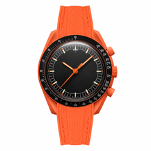 Sport Chronograph Watch with Orange Rubber Strap