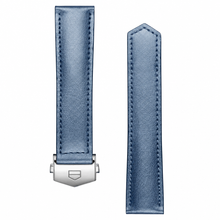Pulseira de relógio de couro azul, 39 mm