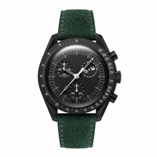 Chronograph Watch with Dark Green Suede Strap