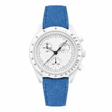 Sport Chronograph Watch with Blue Suede Strap