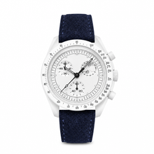 Chronograph Watch with Blue Suede Strap