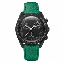 Chronograph Watch with Green Leather Strap