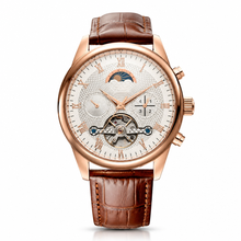 Dress Watch with Rose Gold Case and Brown Leather Strap