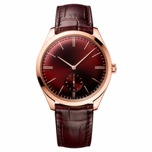 Rose Gold Tone Dress Watch with Brown Leather Strap 40mm
