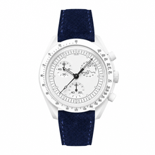 Dress Watch White Dial with Dark Blue Suede Strap