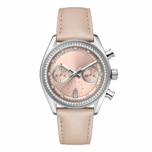 Women's Dress Chronograph Watch with Beige Leather Strap