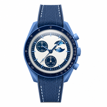 Blue Sport Moonphase Watch with Rubber Strap
