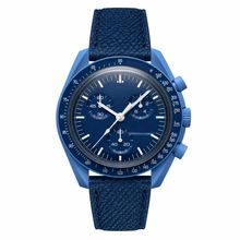 Blue Chronograph Watch with Textured Strap