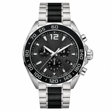 Men's Sport Chronograph Watch with Black and Silver Metal Bracelet