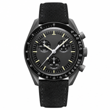 Chronograph Watch with Black Suede Strap