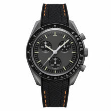 Sport Chronograph Watch Black Dial with Black and Orange Strap