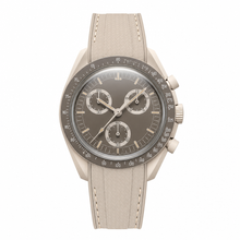 Beige Chronograph Watch with Beige Silicone Strap