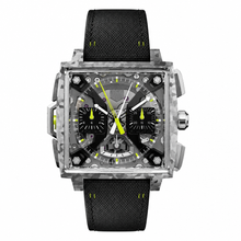 Square Sports Chronograph Watch with Black Fabric Strap