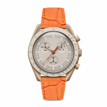 Chronograph Watch with Orange Embossed Leather Strap
