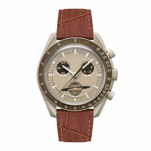 Chronograph Watch with Brown Leather Strap