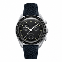 Chronograph Watch Dark Blue Leather Strap