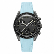 Casual Chronograph Watch Light Blue Rubber Strap