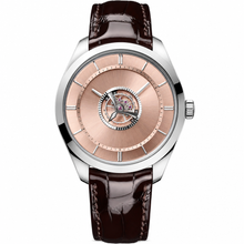 Dress Watch with Rose Gold Dial and Brown Leather Strap
