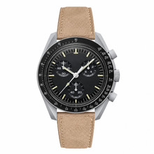 Chronograph Watch with Beige Suede Strap