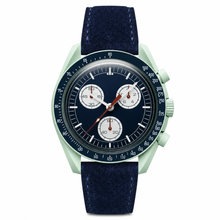 Chronograph Watch with Navy Suede Strap