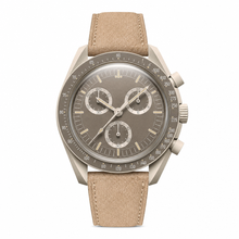 Chronograph Watch with Beige Suede Strap