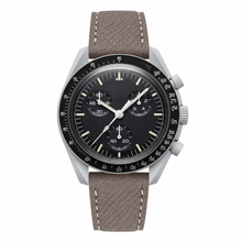 Chronograph Watch with Brownish Gray Leather Strap