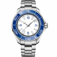 Sport Diver Watch with White Dial and Blue Bezel 45.5mm