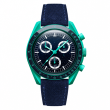 Chronograph Watch with Blue Suede Strap