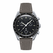 Chronograph Watch with Gray Leather Strap