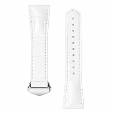 Pulseira de relógio em couro branco, 39 mm