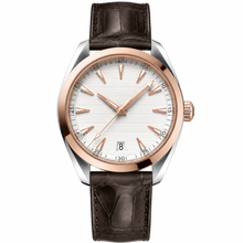 Dress Watch White Dial 41mm with Rose Gold-Tone Bezel and Brown Leather Strap