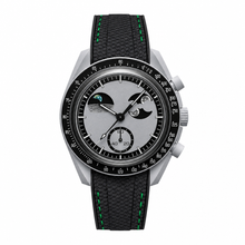 Sporty Chronograph Watch with Black and Green Textile Strap