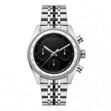 Chronograph Watch with Black Dial and Silver Metal Bracelet