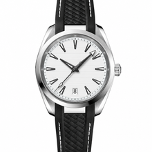 Casual Watch with White Dial and Black Strap 38mm