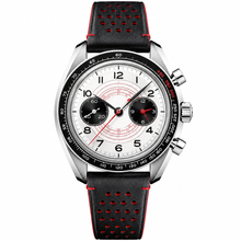 Sport Chronograph Watch 43mm with Black and Red Leather Strap