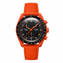 Orange Casual Watch with Leather Strap
